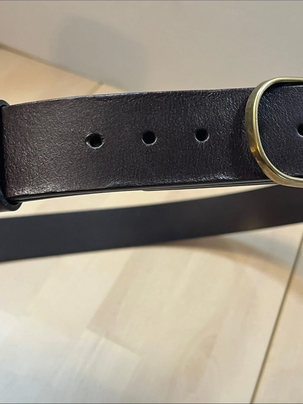 DULUTH Trading Co. Dark Brown Lear Belt w/ Oval Brass Buckle Women’s Large